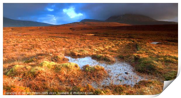 Moorland and mountain, Sutherland, Northern Scotland UK Print by Geraint Tellem ARPS