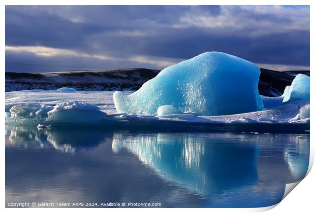 Icebergs, Jokulsarlon Glacier Lagoon, southern Iceland Print by Geraint Tellem ARPS