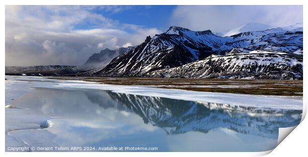 Mountains near Jokulsarlon Glacier Lagoon, southern Iceland Print by Geraint Tellem ARPS