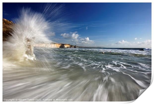 Breaking wave, Freshwater Bay, Isle of Wight, UK Print by Geraint Tellem ARPS