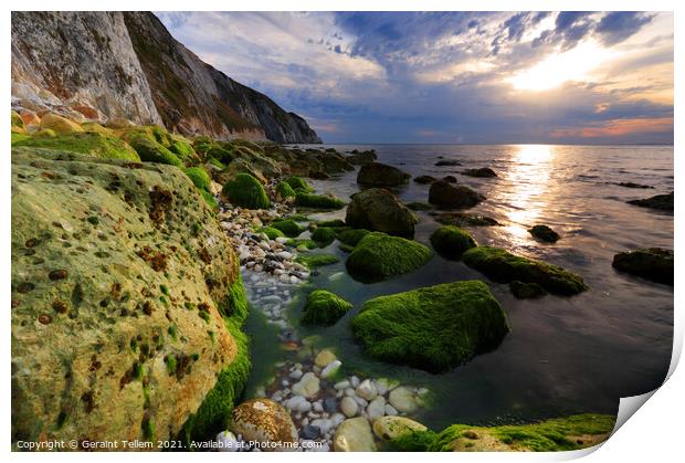 Looking towards The Needles from Alum Bay, Isle of Wight, England, UK Print by Geraint Tellem ARPS