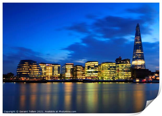 The Shard and City Hall at dusk from the Tower of London promenade Print by Geraint Tellem ARPS
