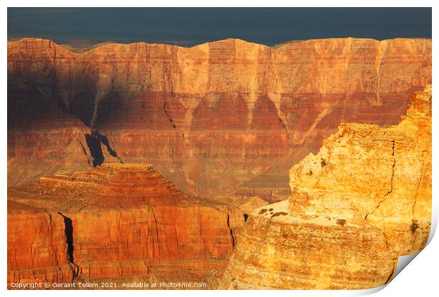 Evening light on cliffs, Grand Canyon, Arizona, USA Print by Geraint Tellem ARPS