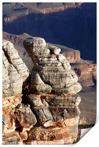 Rock formation near Mather Point, south rim, Grand Canyon, Arizona, USA Print by Geraint Tellem ARPS