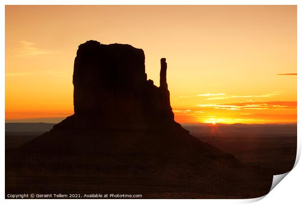 Left Mitten at sunrise, Monument Valley, Navajo Tribal Park, USA Print by Geraint Tellem ARPS