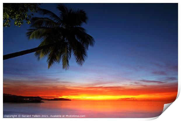 Sunset, St Lucia, Caribbean Print by Geraint Tellem ARPS