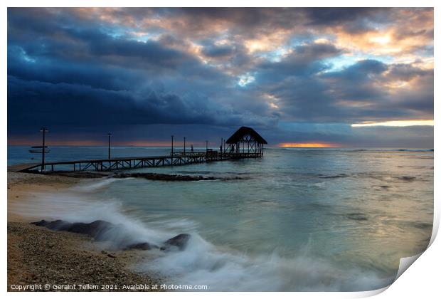 Sunset, Pointe Aux Piments, Mauritius, Indian Ocean Print by Geraint Tellem ARPS