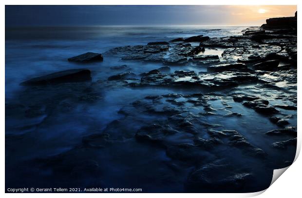 Dunraven Bay at sunset, South Wales Print by Geraint Tellem ARPS