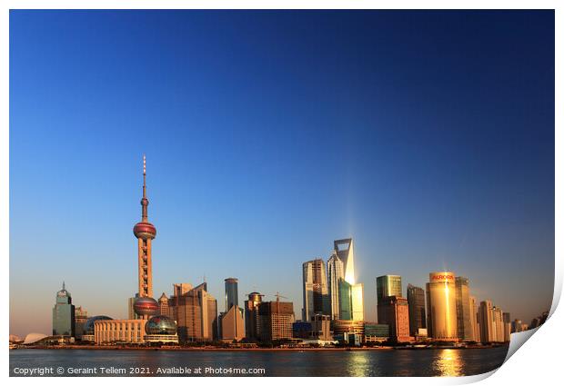 Shanghai skyline, China Print by Geraint Tellem ARPS