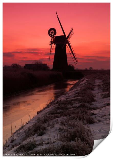 St Benet's Mill at dawn, Norfolk Broads, UK Print by Geraint Tellem ARPS