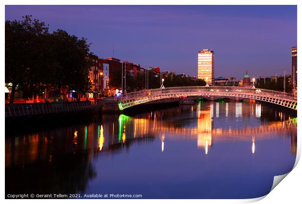 Ha'Penny Bridge and River Liffey, Dublin, Ireland Print by Geraint Tellem ARPS