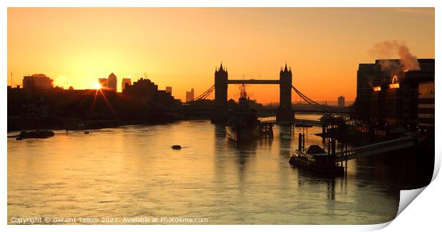 Tower Bridge and River Thames at sunrise, London, England, UK Print by Geraint Tellem ARPS