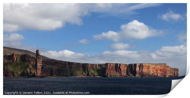 The cliffs of Hoy, Orkney Islands featuring Old Man of Hoy Print by Geraint Tellem ARPS