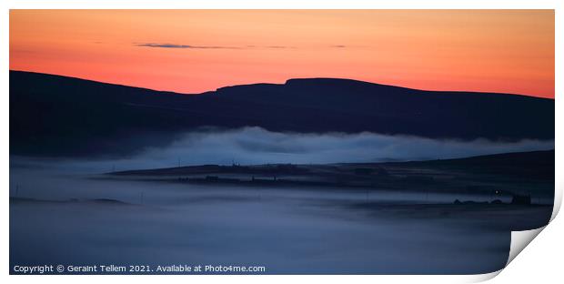 Midnight twilight and mist in mid-summer, Unst, Shetland Islands, Scotland Print by Geraint Tellem ARPS