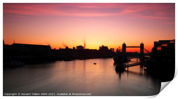 Tower Bridge and River Thames at dawn, London, England, UK Print by Geraint Tellem ARPS