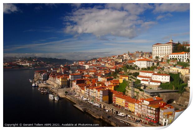 Douro River and Central Porto from Ponte D. Luis, Portugal Print by Geraint Tellem ARPS