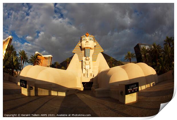 Great Sphinx of Giza, entrance to Luxor Hotel, Las Vegas, USA Print by Geraint Tellem ARPS