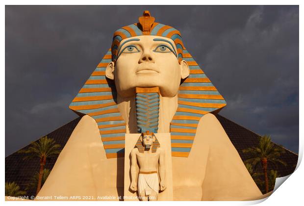 Great Sphinx of Giza, entrance to Luxor Hotel, Las Vegas, USA Print by Geraint Tellem ARPS