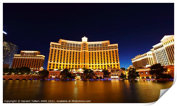 Bellagio Hotel at night, Las Vegas, Nevada, USA Print by Geraint Tellem ARPS