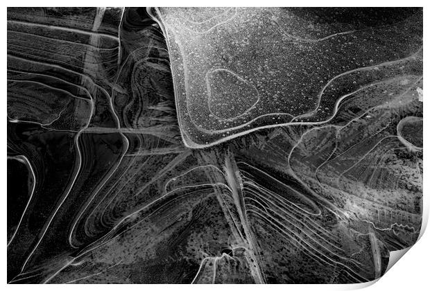 Ice patterns, Rannoch Moor, Scotland, UK Print by Geraint Tellem ARPS