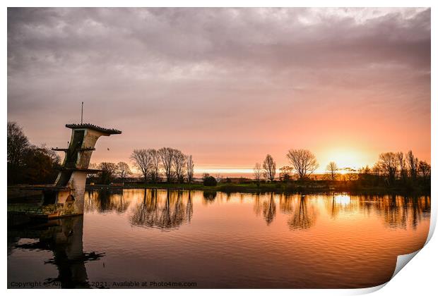 Coate Water Sunrise Diving Board Print by Reidy's Photos