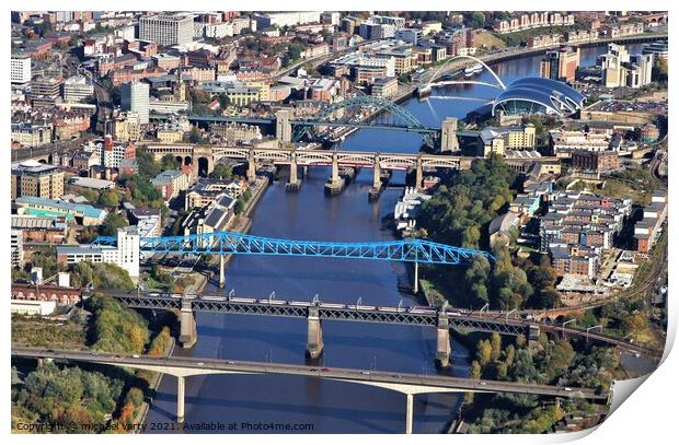 Newcastle River Tyne Bridges Aerial photo Print by mick vardy