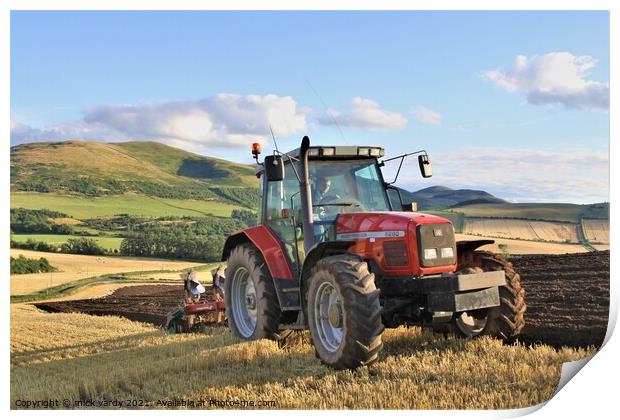 Ploughing in the Cheviot Hills Print by mick vardy