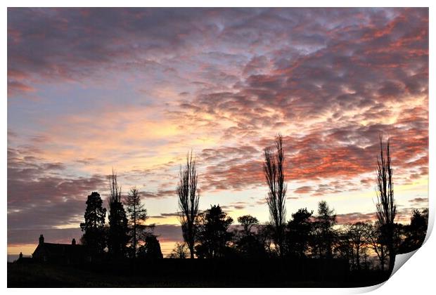 Sunset with mackerel sky. Print by mick vardy