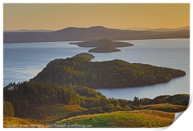 Sunset from Conic Hill. Print by ANN RENFREW