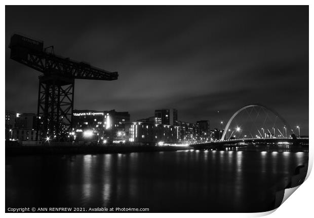 Glasgow at night. Print by ANN RENFREW