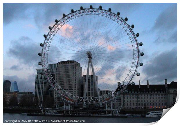 London Eye Print by ANN RENFREW
