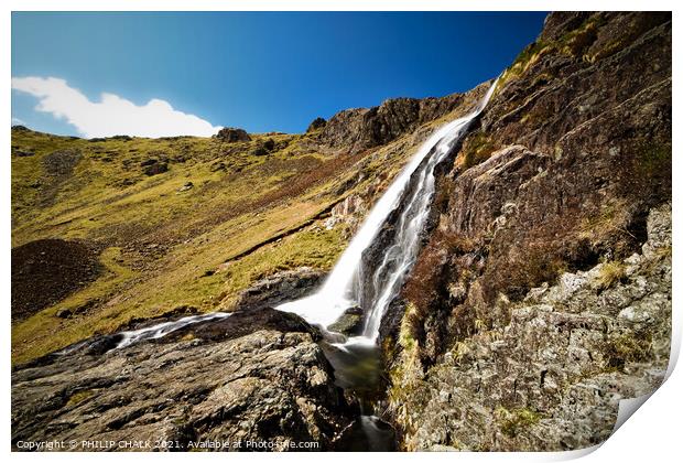 Levers water waterfall above Coniston village 493  Print by PHILIP CHALK