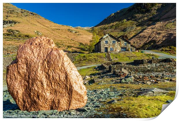 Copper mines mountain cottages, lake district Cumbria 501  Print by PHILIP CHALK