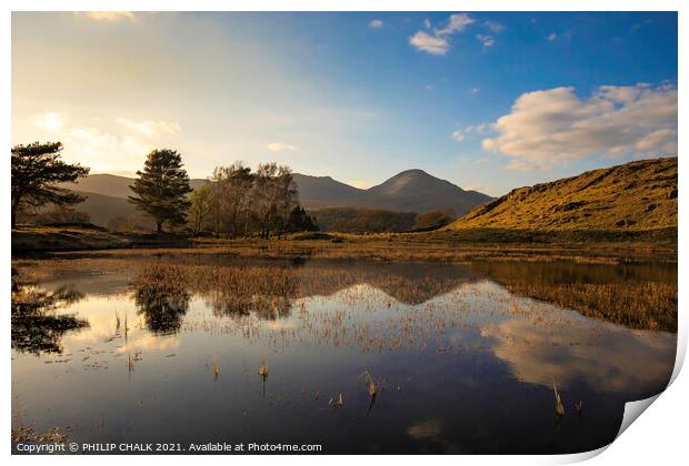 Kelly hall tarn at sunset in the lake district Cumbria 543 Print by PHILIP CHALK