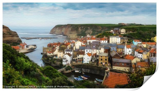 Staithes on the Yorkshire coast. 634 Print by PHILIP CHALK