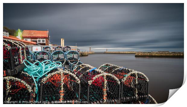 Whitby print  harbour and lobster pots 703 Print by PHILIP CHALK