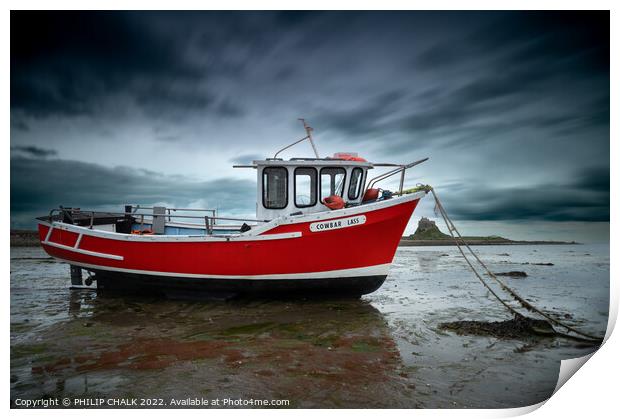 Holy island and the fishing boat 732  Print by PHILIP CHALK