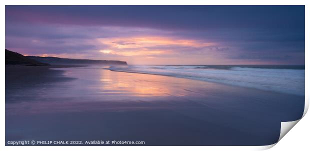 Whitby beach sunset 784 Print by PHILIP CHALK