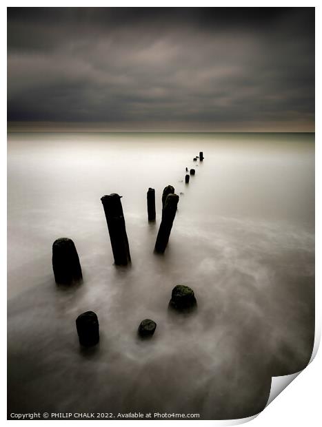 Seascape with groynes 816  Print by PHILIP CHALK