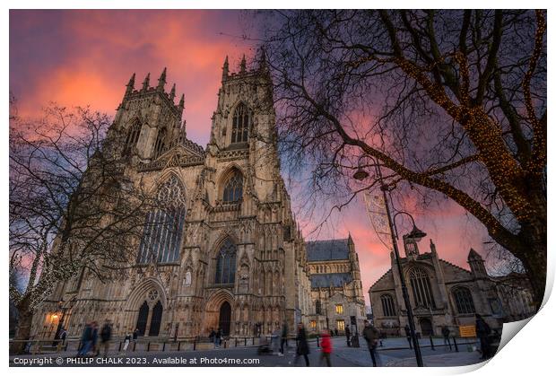 York minster dramatic sunset sky 862 Print by PHILIP CHALK