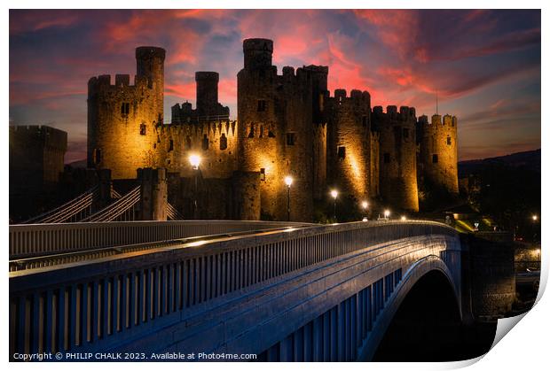 Conwy castle sunset  Print by PHILIP CHALK