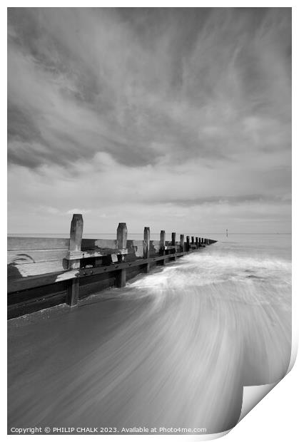Majestic Hornsea Beach Defence Print by PHILIP CHALK