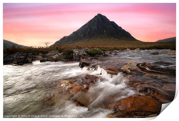 Buachaille etive mor sunset over the river Coupall 992 Print by PHILIP CHALK