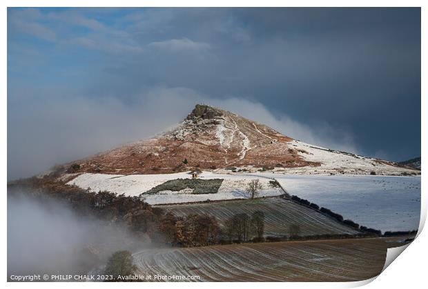 Roseberry topping in the snow 996 Print by PHILIP CHALK