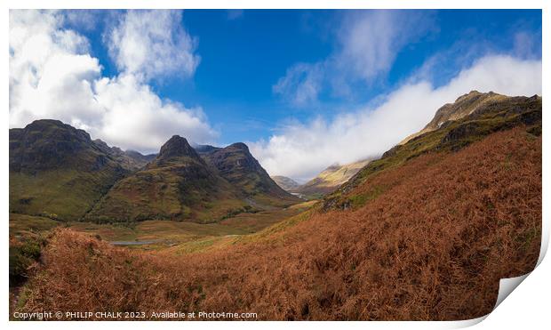 Three sisters mountains in Glencoe Scotland 1004 Print by PHILIP CHALK