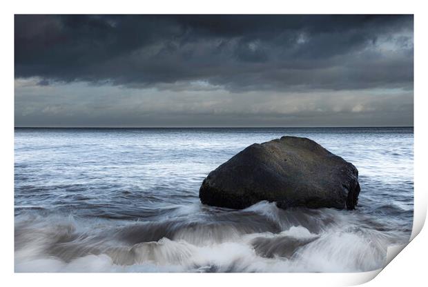 Lone rock on a beach 04 Print by PHILIP CHALK