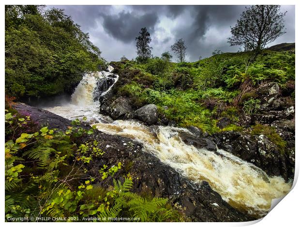 Glentrool waterfall in Scotland Print by PHILIP CHALK