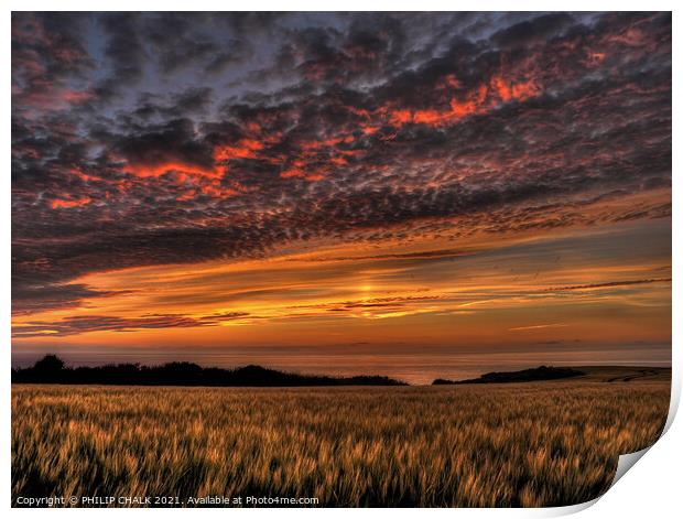 Fire in the sky on the south wales coast near Trefin 73 Haverfordwest area. Print by PHILIP CHALK