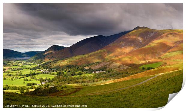 Skiddaw looking from Latrigg fell 99 Print by PHILIP CHALK
