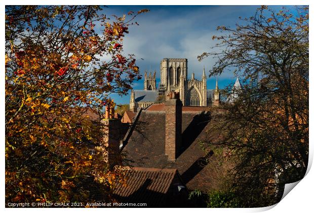 York Minster in Autumn from the bar walls 102  Print by PHILIP CHALK